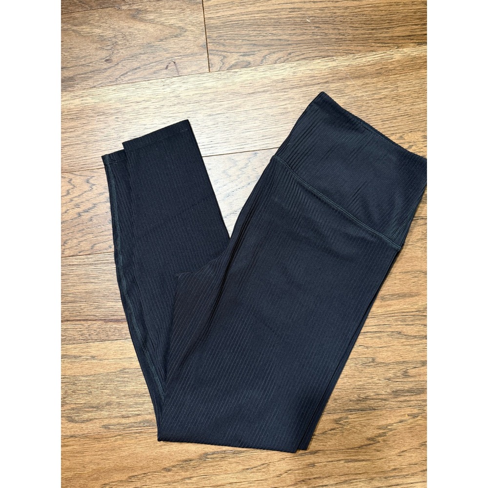 All in Motion Leggings Womens Black Ribbed High Waisted Activewear Large